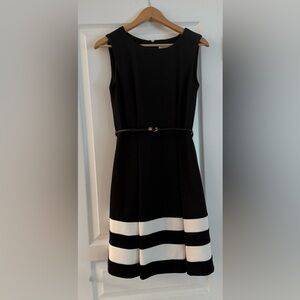 Elegant Calvin Klein Black and White Sleeveless Dress